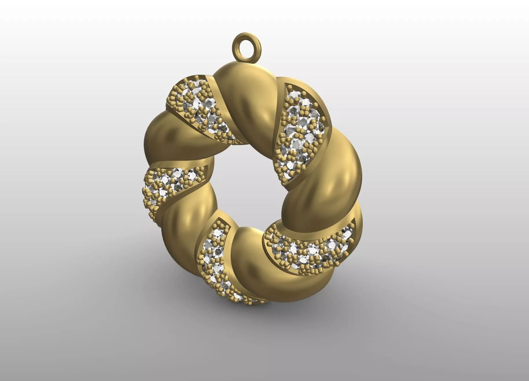 Gold Wreath Studded Pendant 3D print model