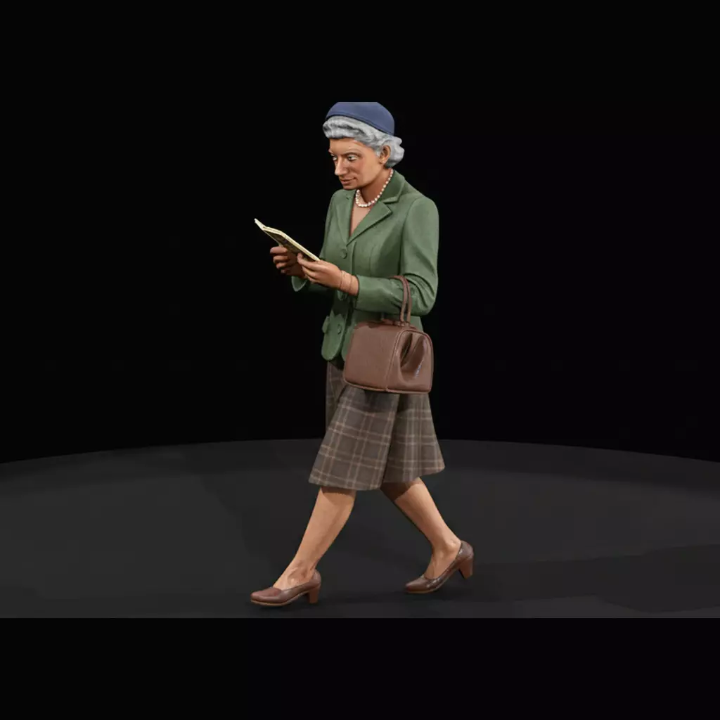 HO Figure 1950 Older Woman Reading Printable STL 3D print model