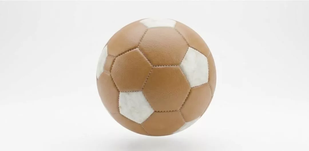 Classic Vintage Leather Football Retro Tan and White Soccer Ball 3D model