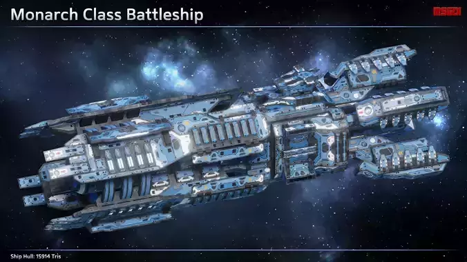 Spaceship Battleship Monarch Low-poly 3D model