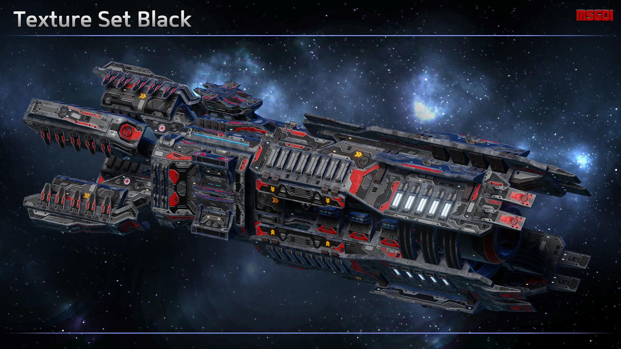 Spaceship Battleship Monarch Low-poly 3D model_7