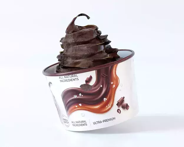 Ice Cream Cup Packaging with Ice Cream 3D model 7