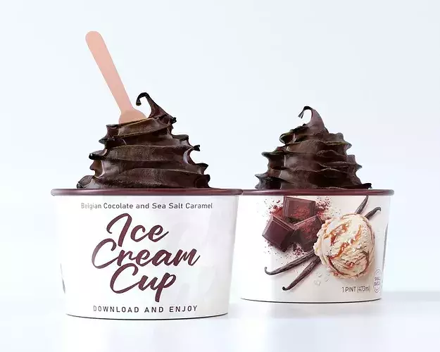 Ice Cream Cup Packaging with Ice Cream 3D model 3