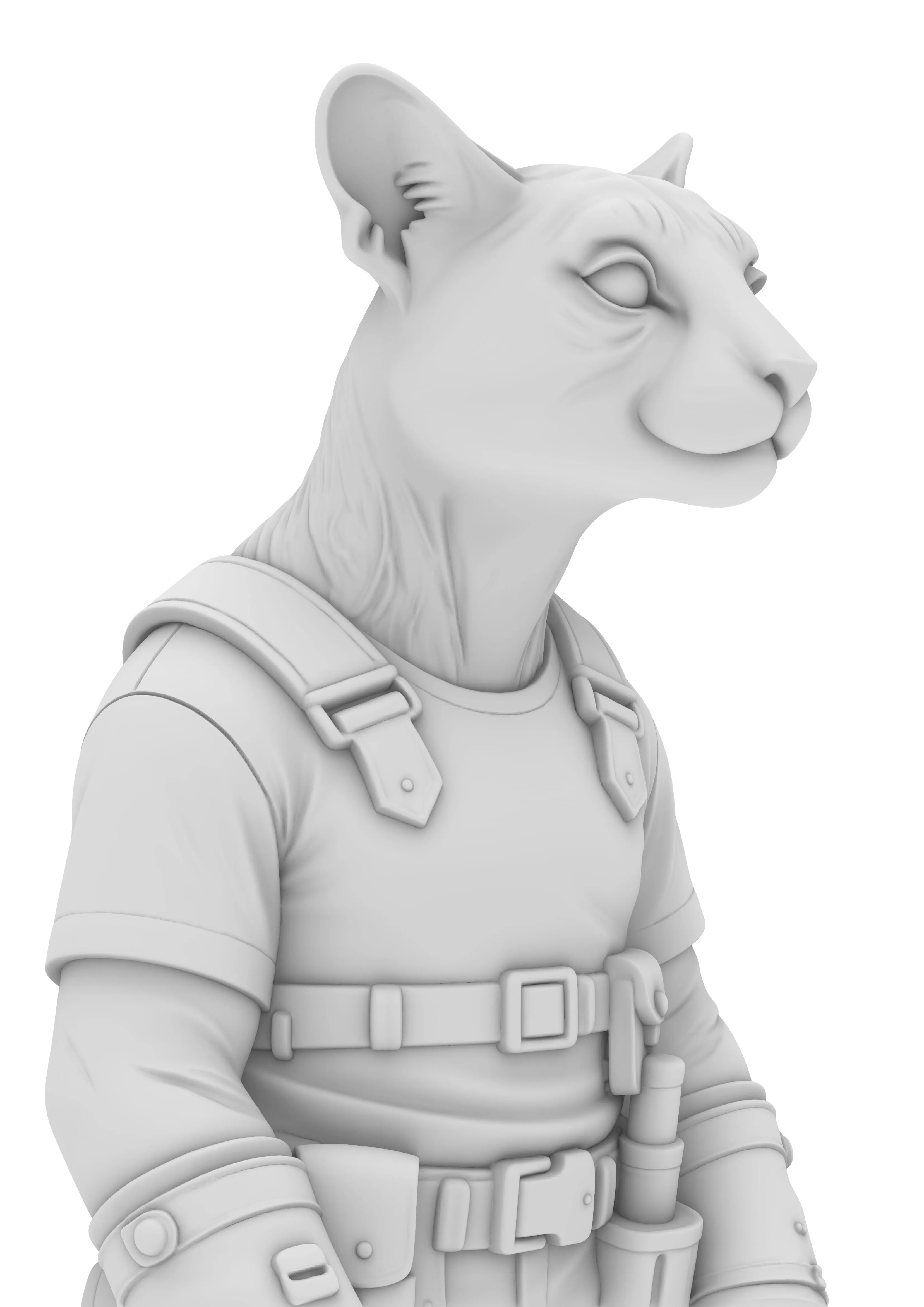 Armored Anthropomorphic Lioness Character 3D print model