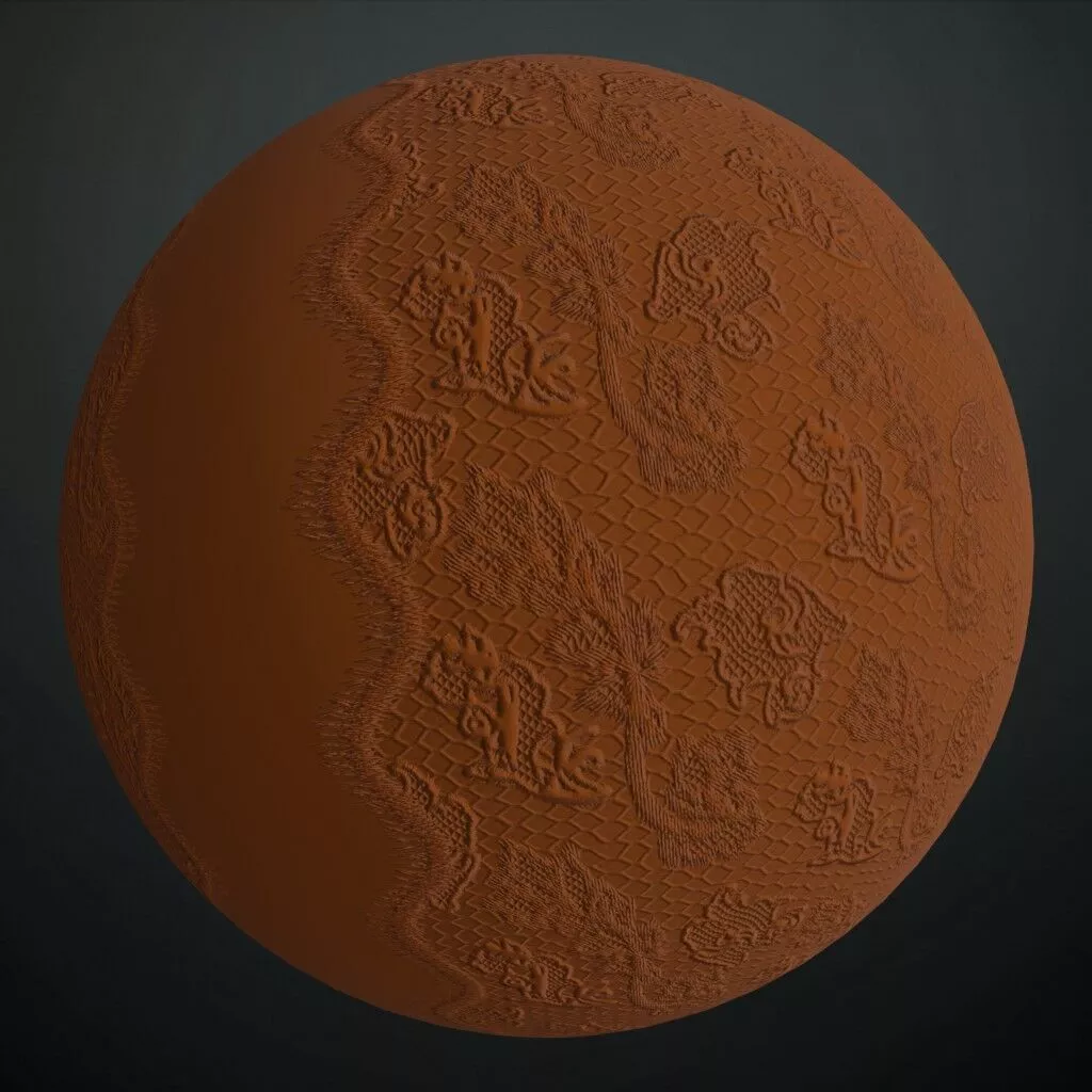 Realistic Trimmed Brown Lace PBR Seamless Texture