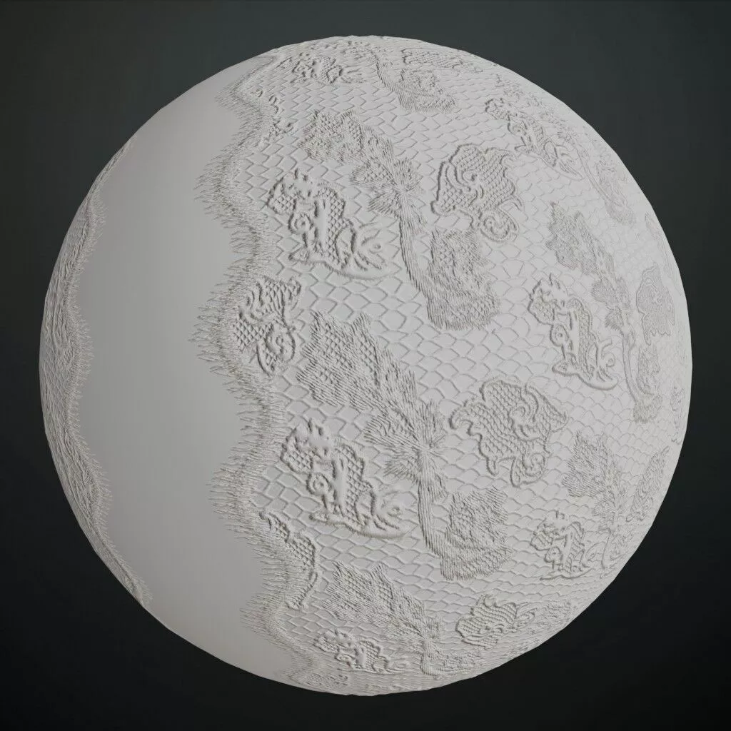 Realistic Trimmed White Lace PBR Seamless Texture