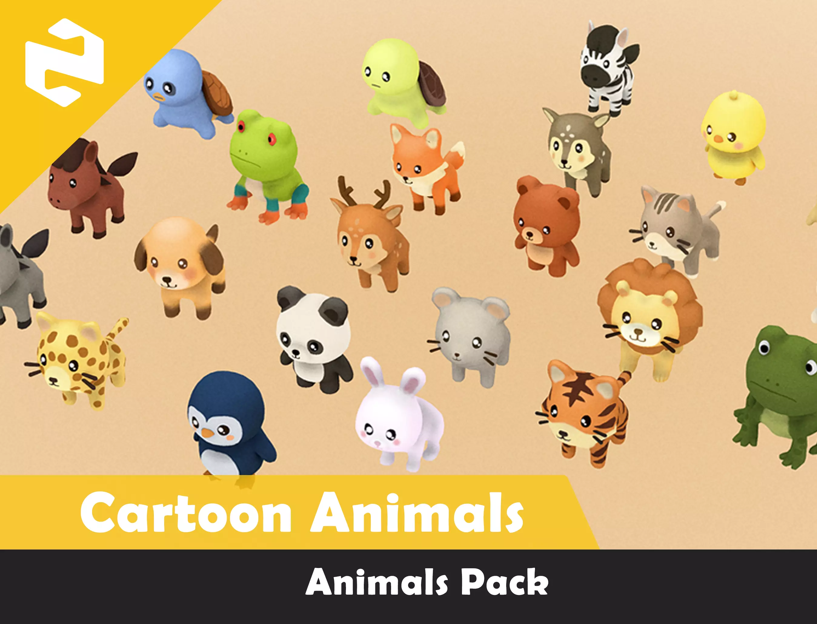 Animals Pack - Cartoon Animals Low-poly 3D model
