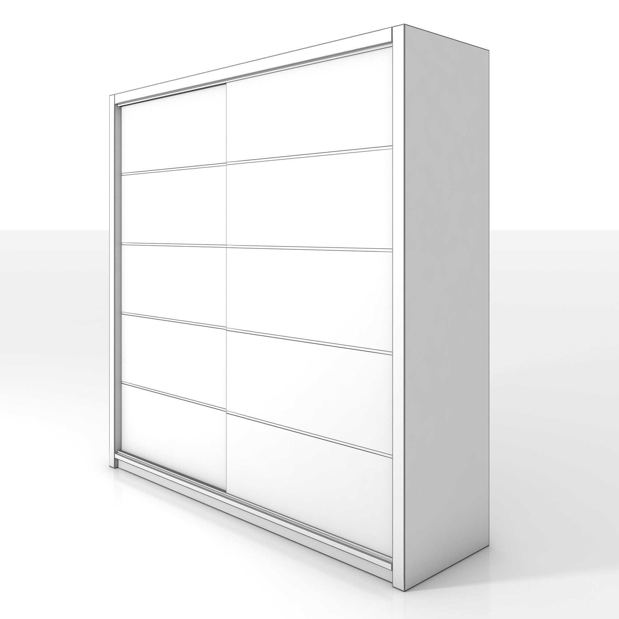 Alpha Sliding Door Wardrobe in Wenge 3D model_7