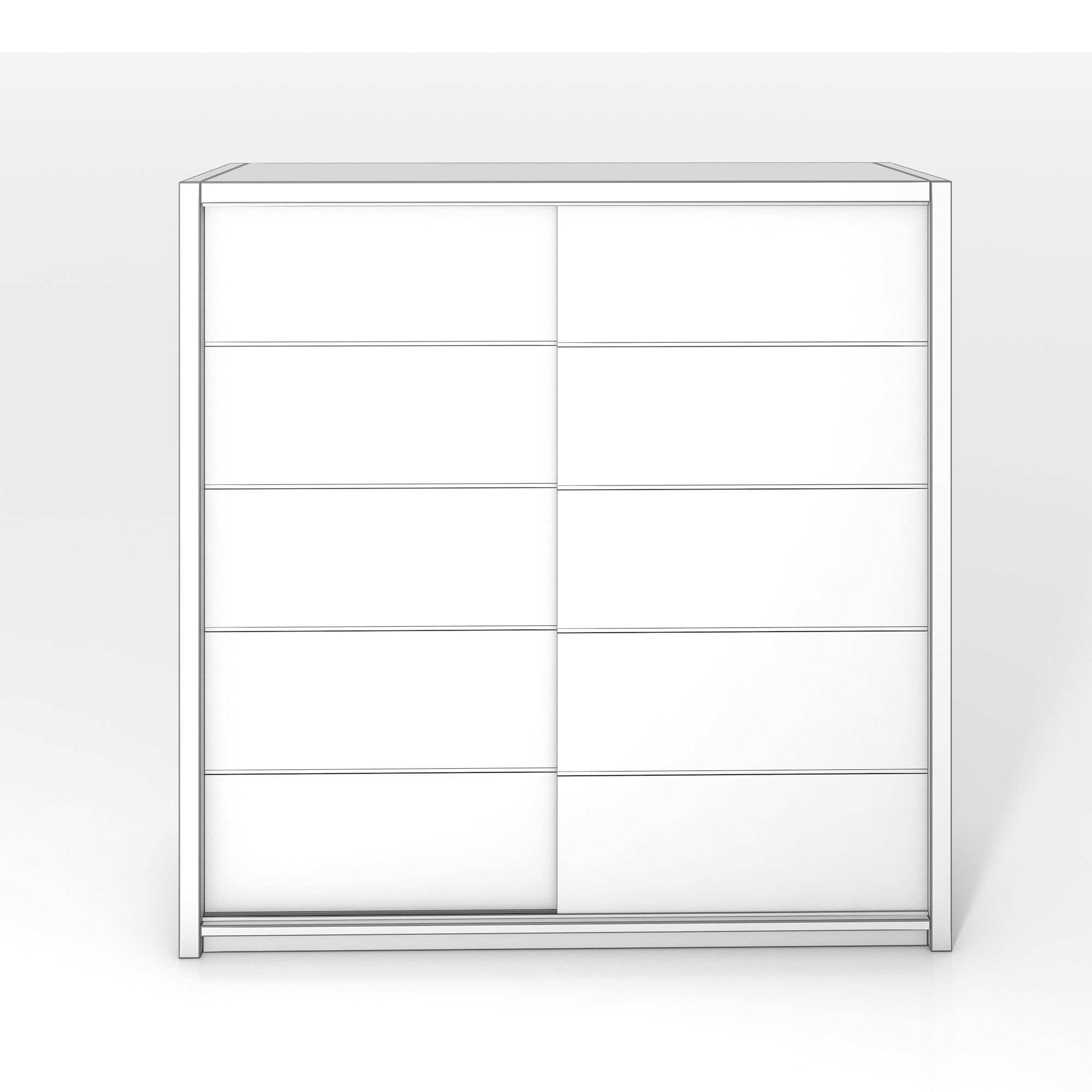 Alpha Sliding Door Wardrobe in Wenge 3D model_9