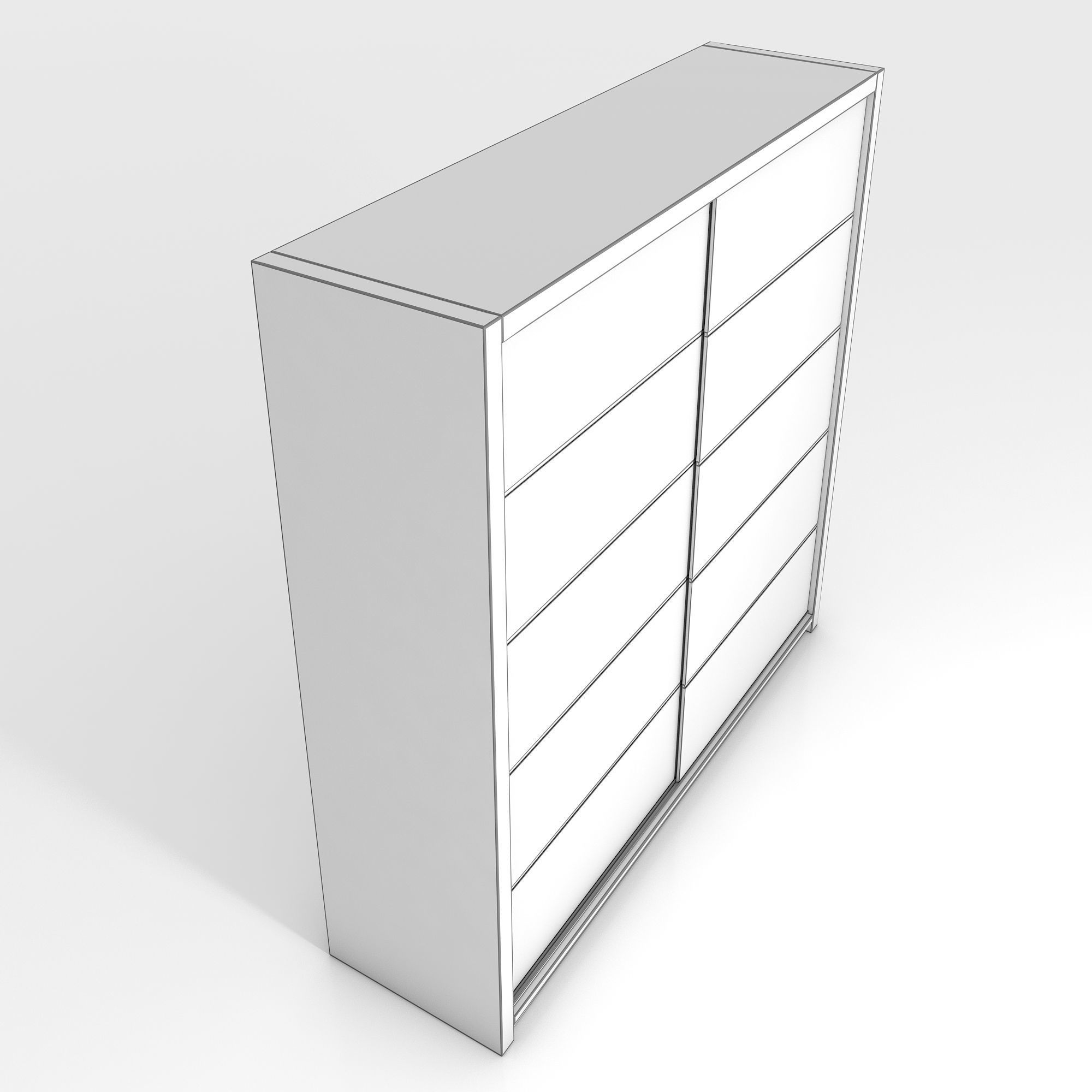 Alpha Sliding Door Wardrobe in Wenge 3D model_5