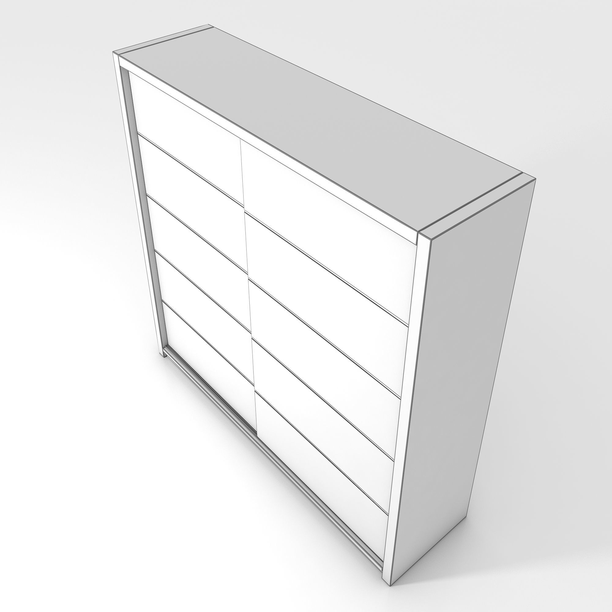 Alpha Sliding Door Wardrobe in Wenge 3D model_8