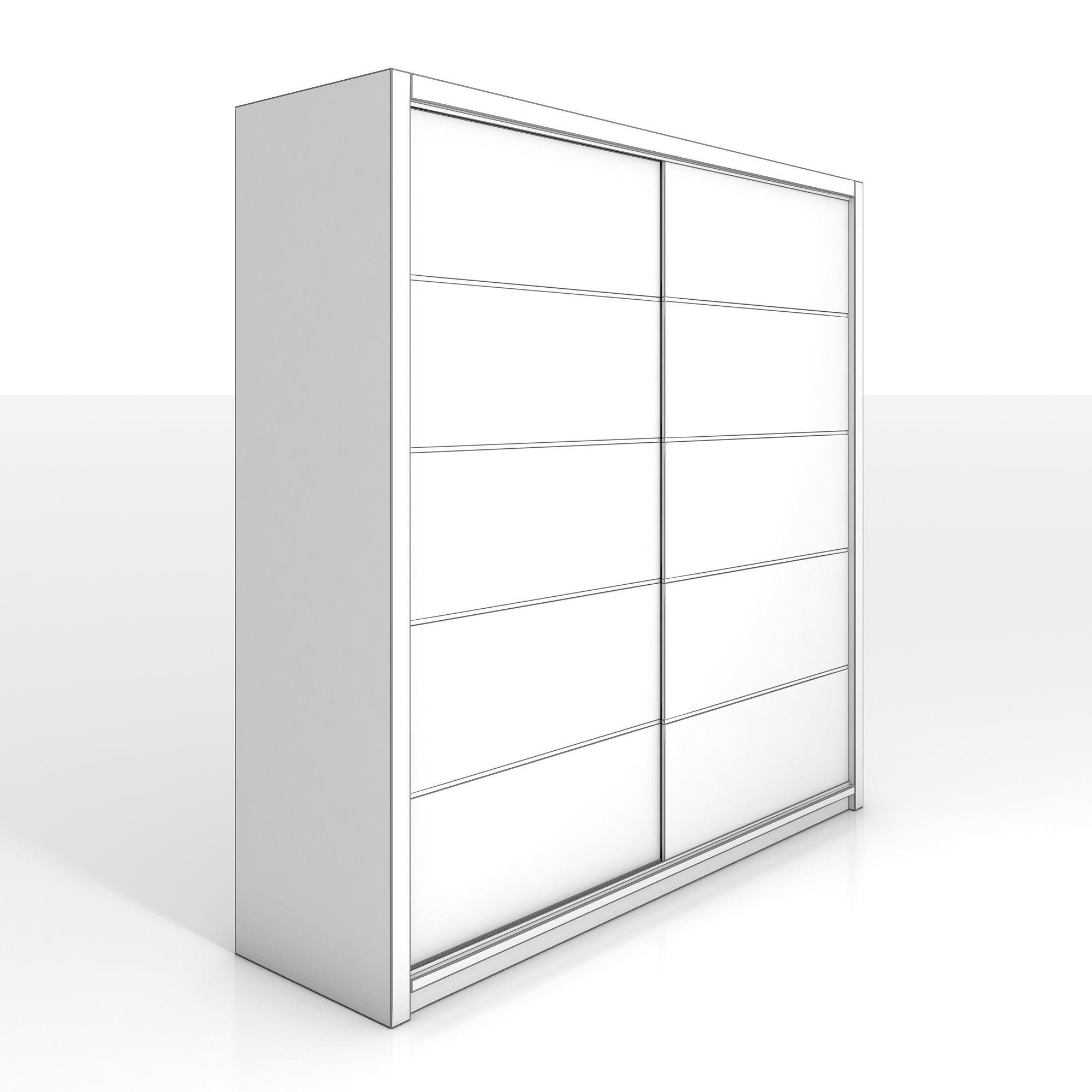 Alpha Sliding Door Wardrobe in Wenge 3D model_6