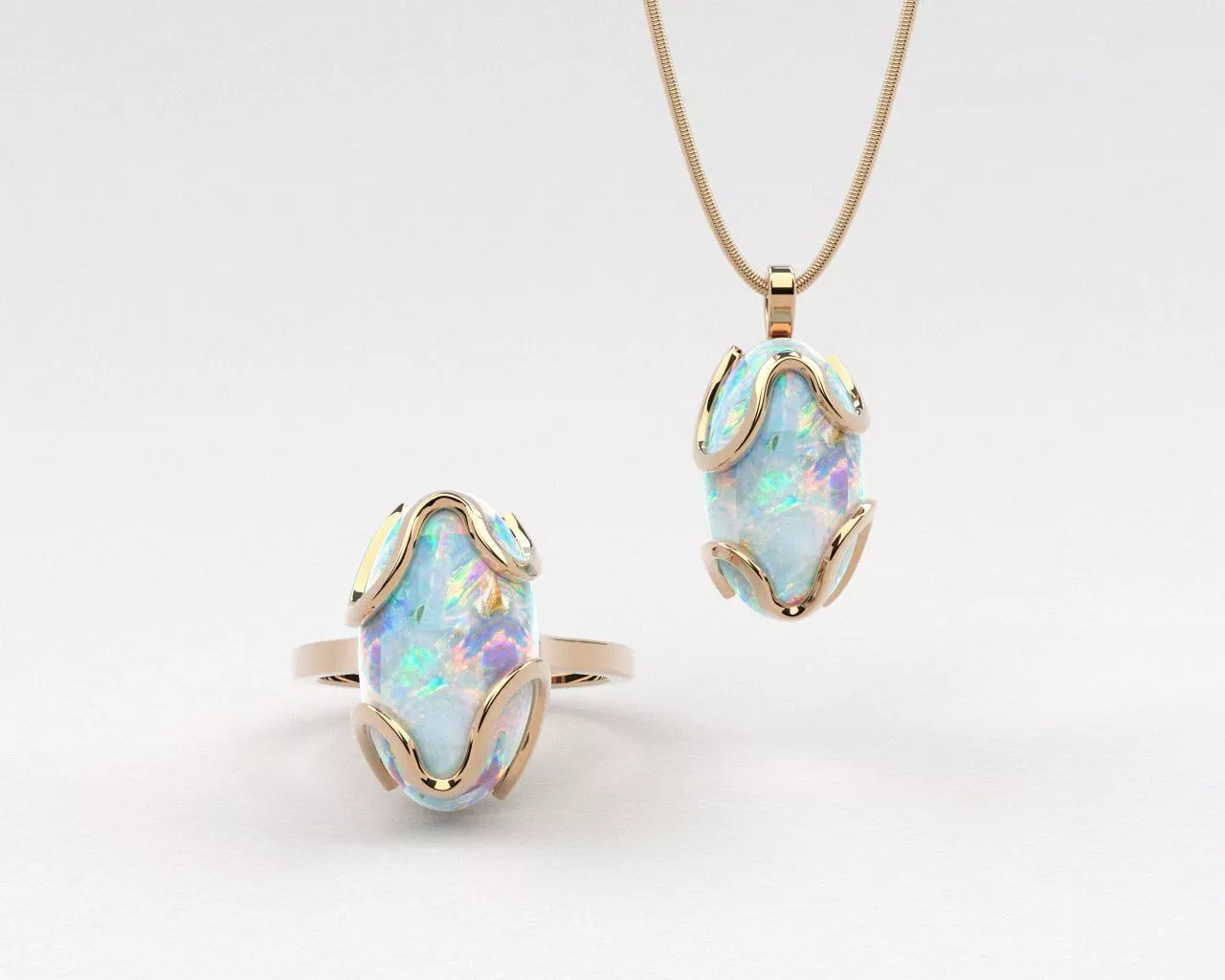 Ring pendant with opal 3D print model 3D print model