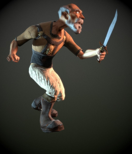 Old Robber Character Rigged Low-poly 3D model