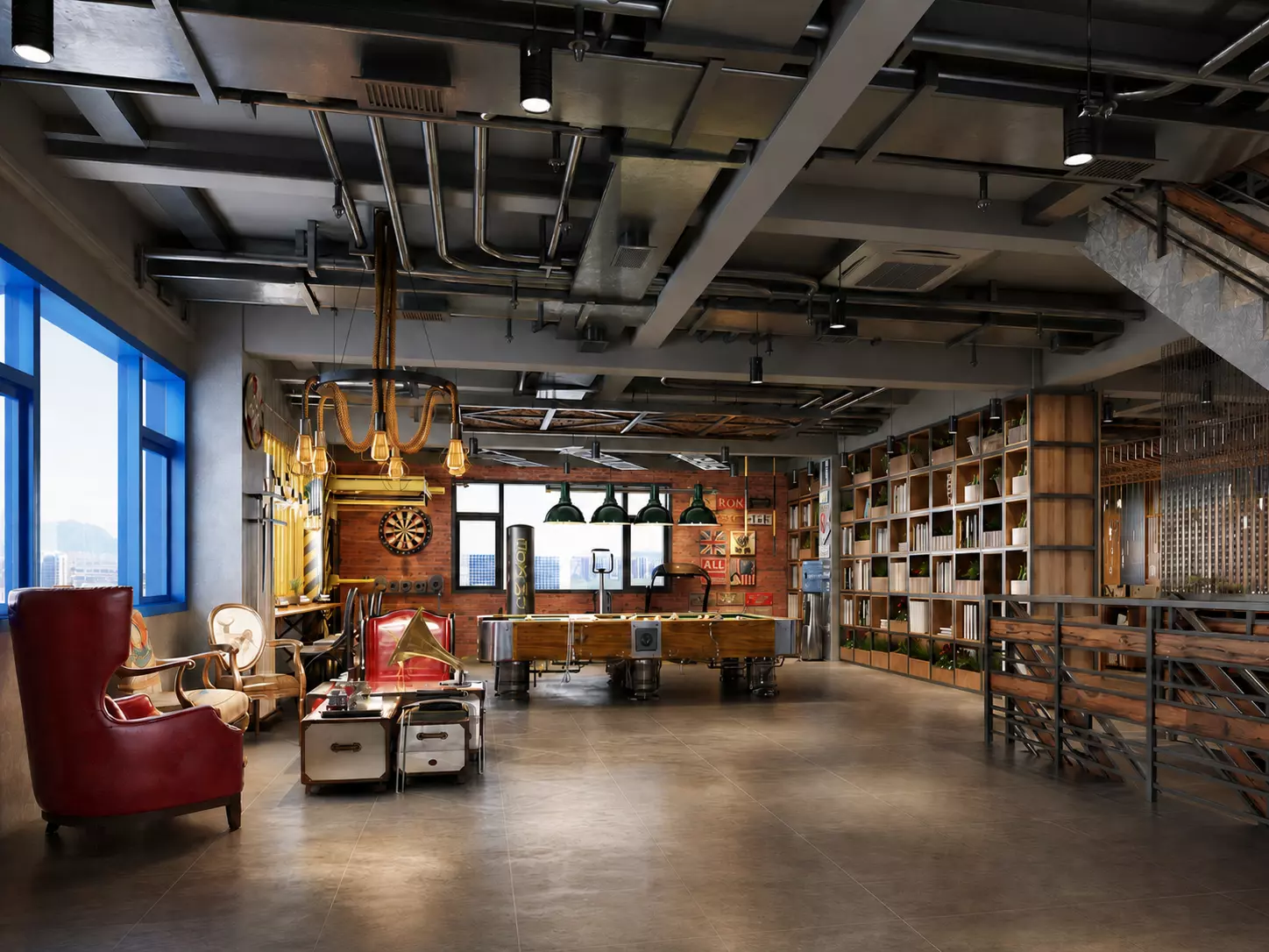 Industrial Entertainment Loft Interior 3D model