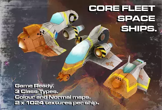 FLEET SPACE SHIPS Low-poly 3D model