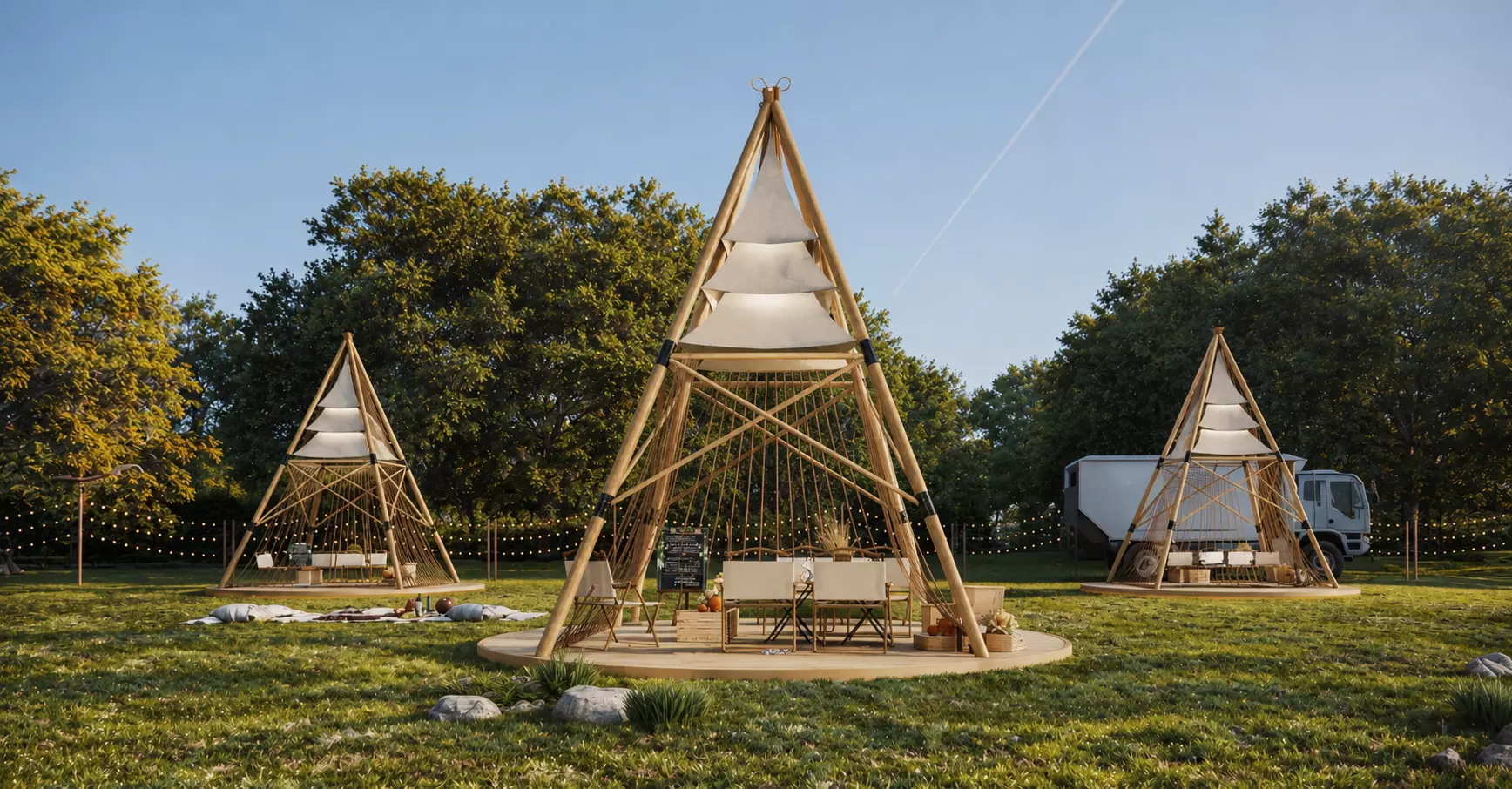 Luxury Outdoor Glamping Pavilion Camp Scene 3D model