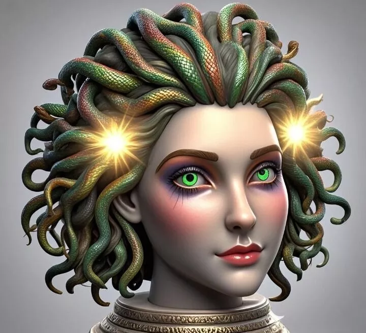 4145 3D Model of Beautiful Gorgon with Snake Hair STL DND 3D print model
