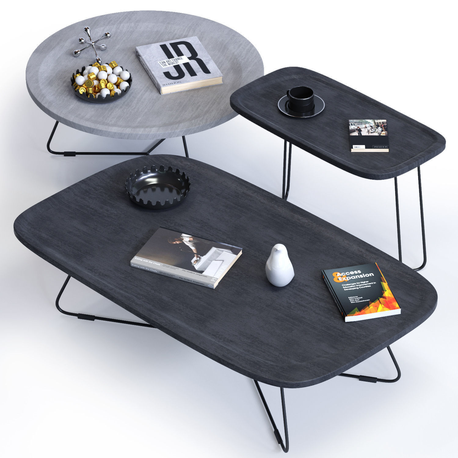 Ditre Italia Coffee Tables Set Low-poly 3D model_4