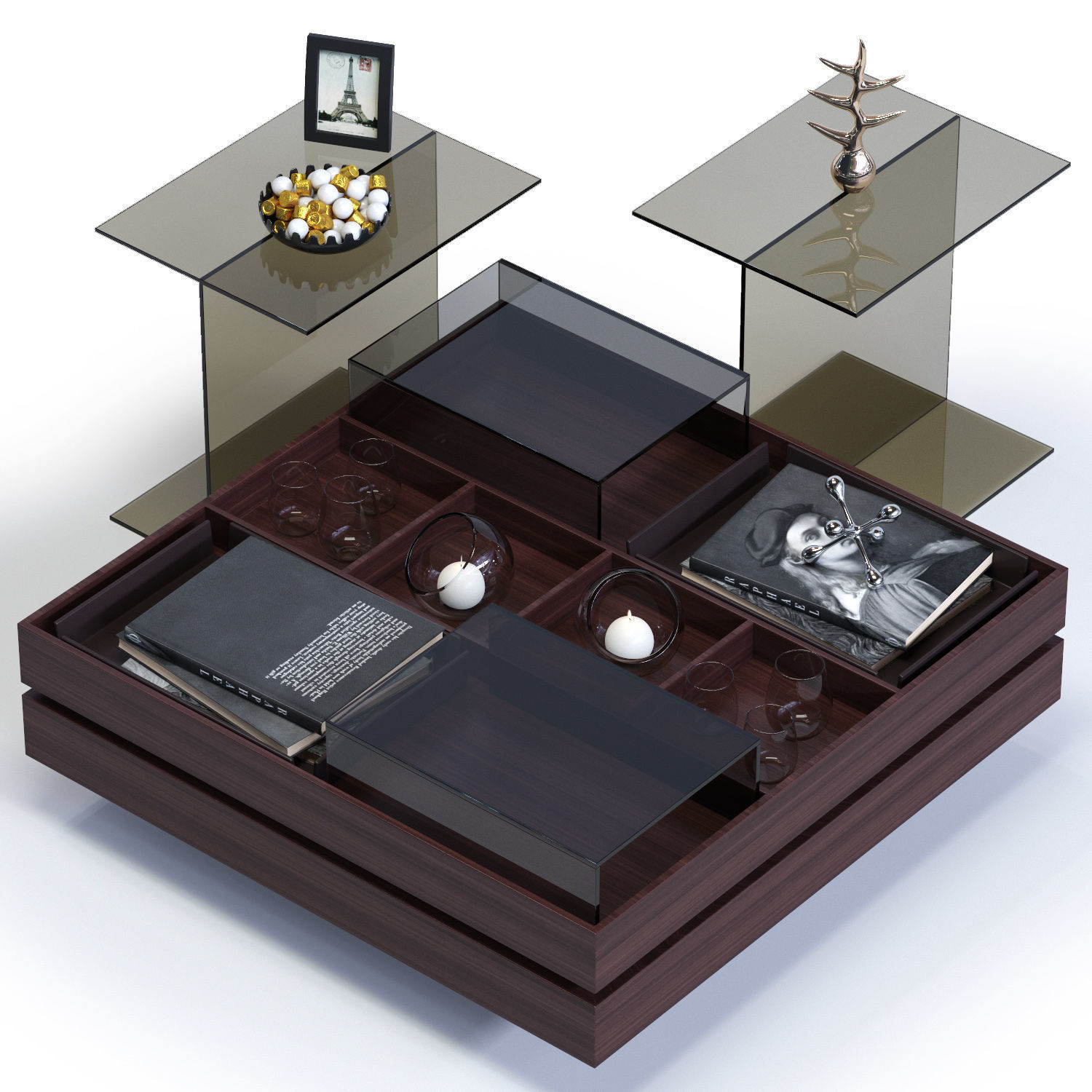 Ditre Italia Coffee Tables Set Low-poly 3D model_2