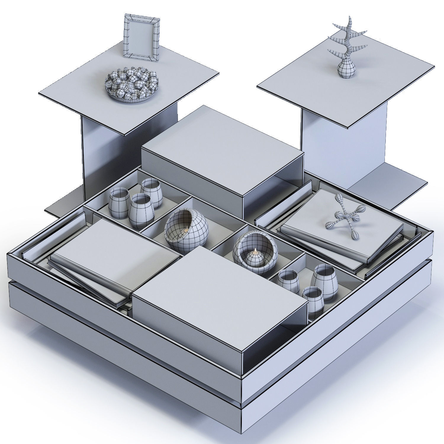 Ditre Italia Coffee Tables Set Low-poly 3D model_3