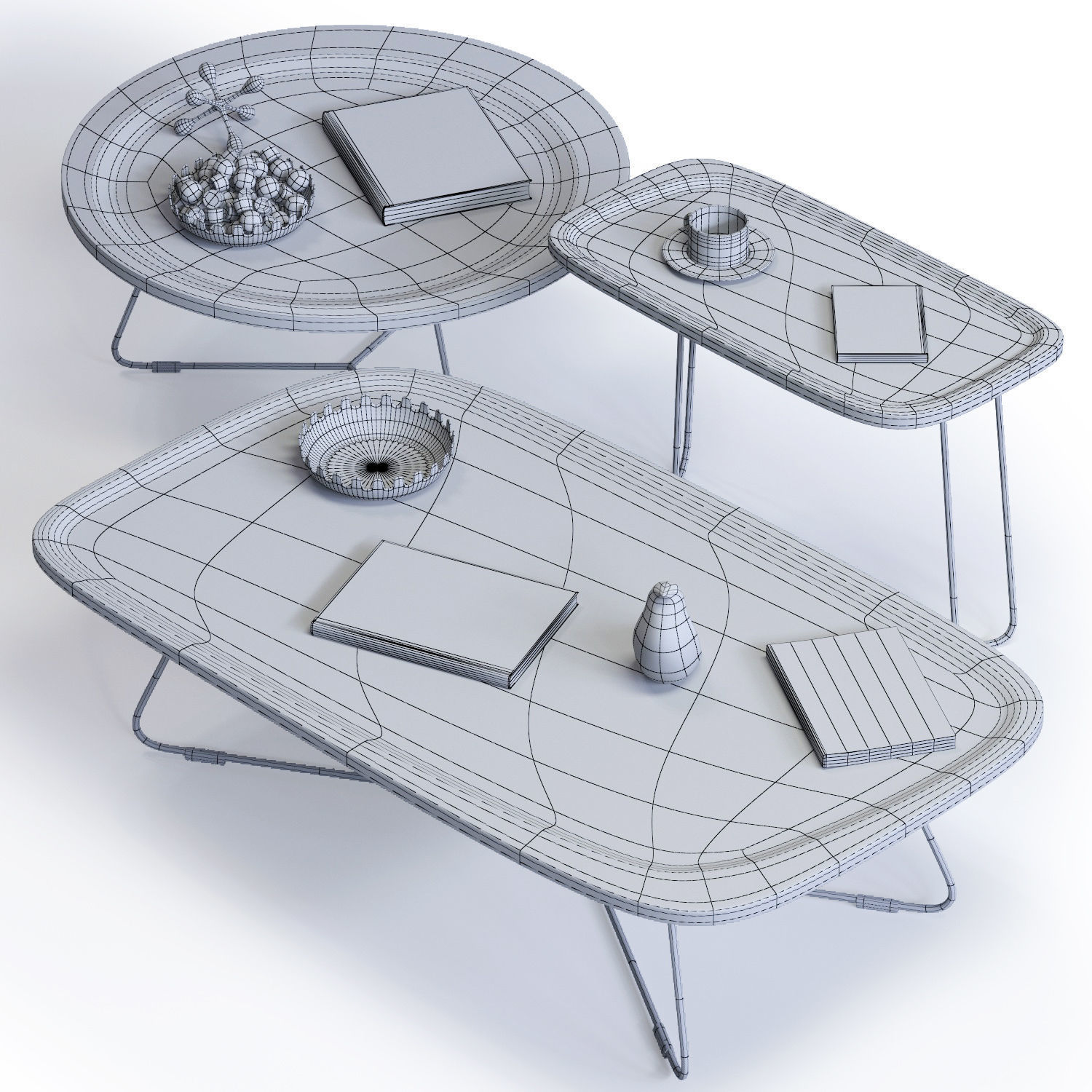 Ditre Italia Coffee Tables Set Low-poly 3D model_5