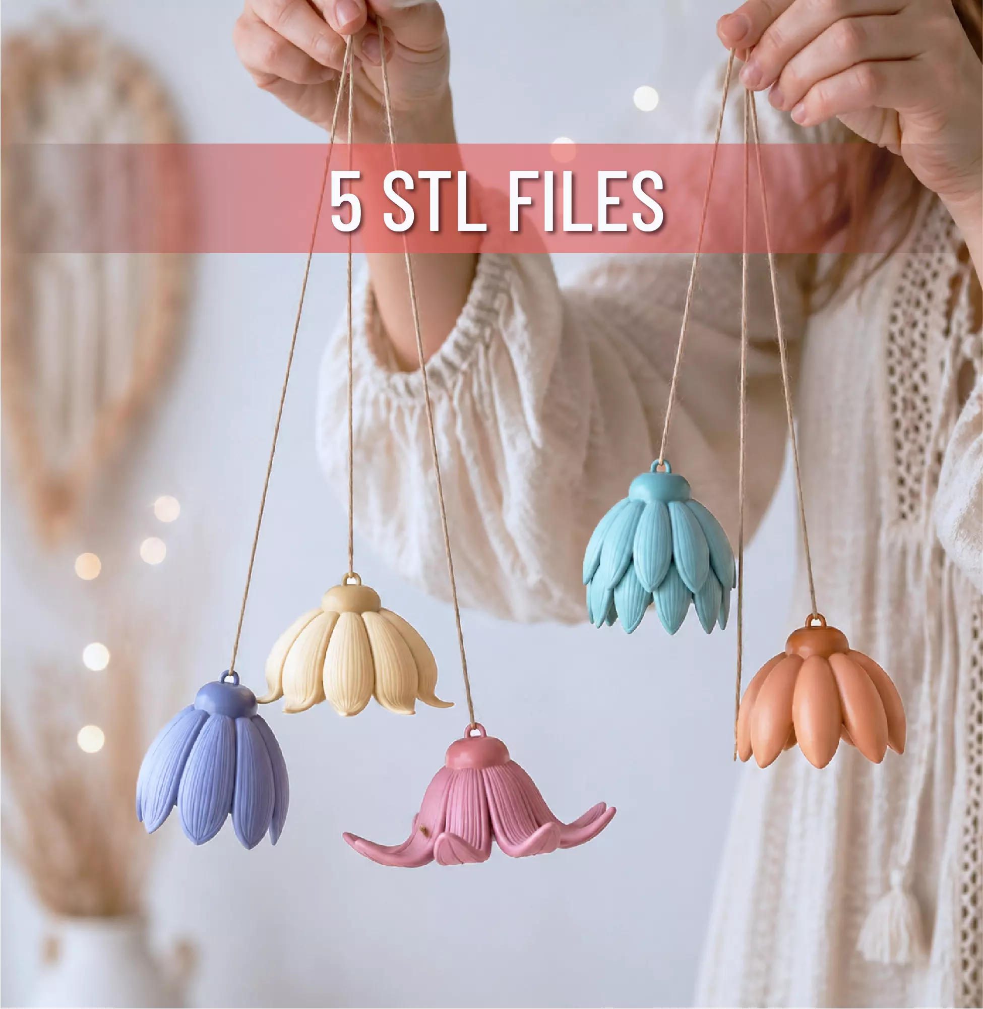 Flower Hanging Ornament Bundle 3D print model
