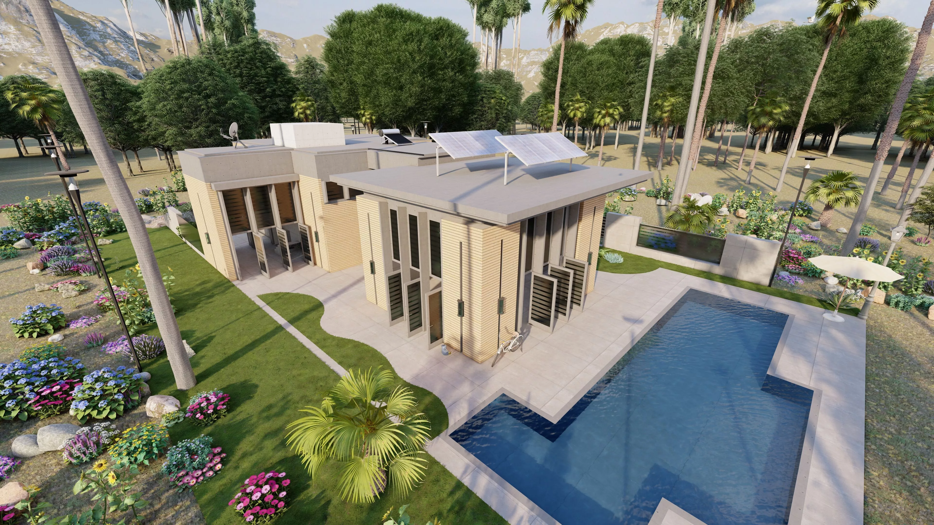Beach Casa Scene-villa-modern house 3D model