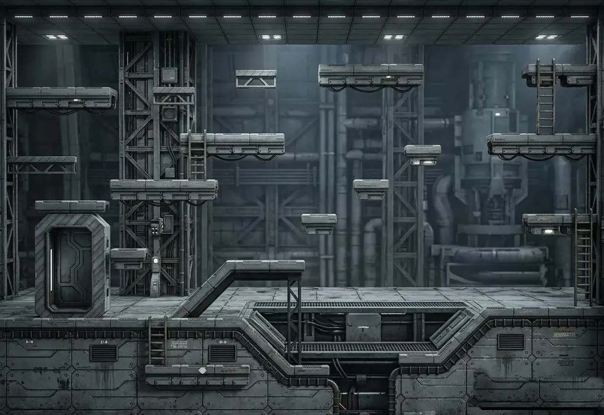 Sci Fi Industrial Platformer Low-poly 3D model