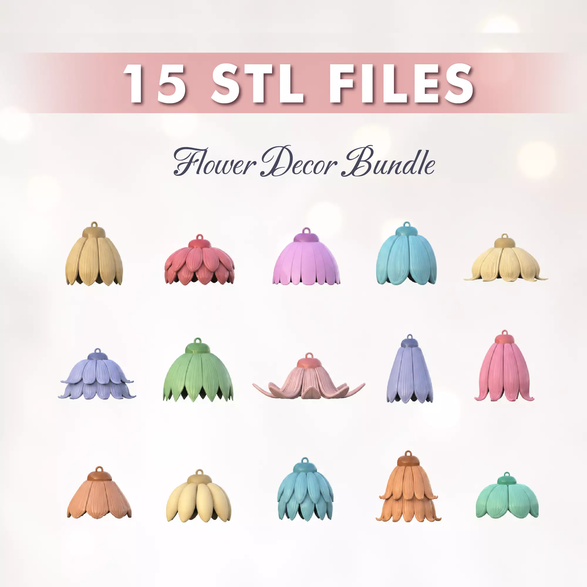 Flower Ornament 15 pcs Collection 3D print model