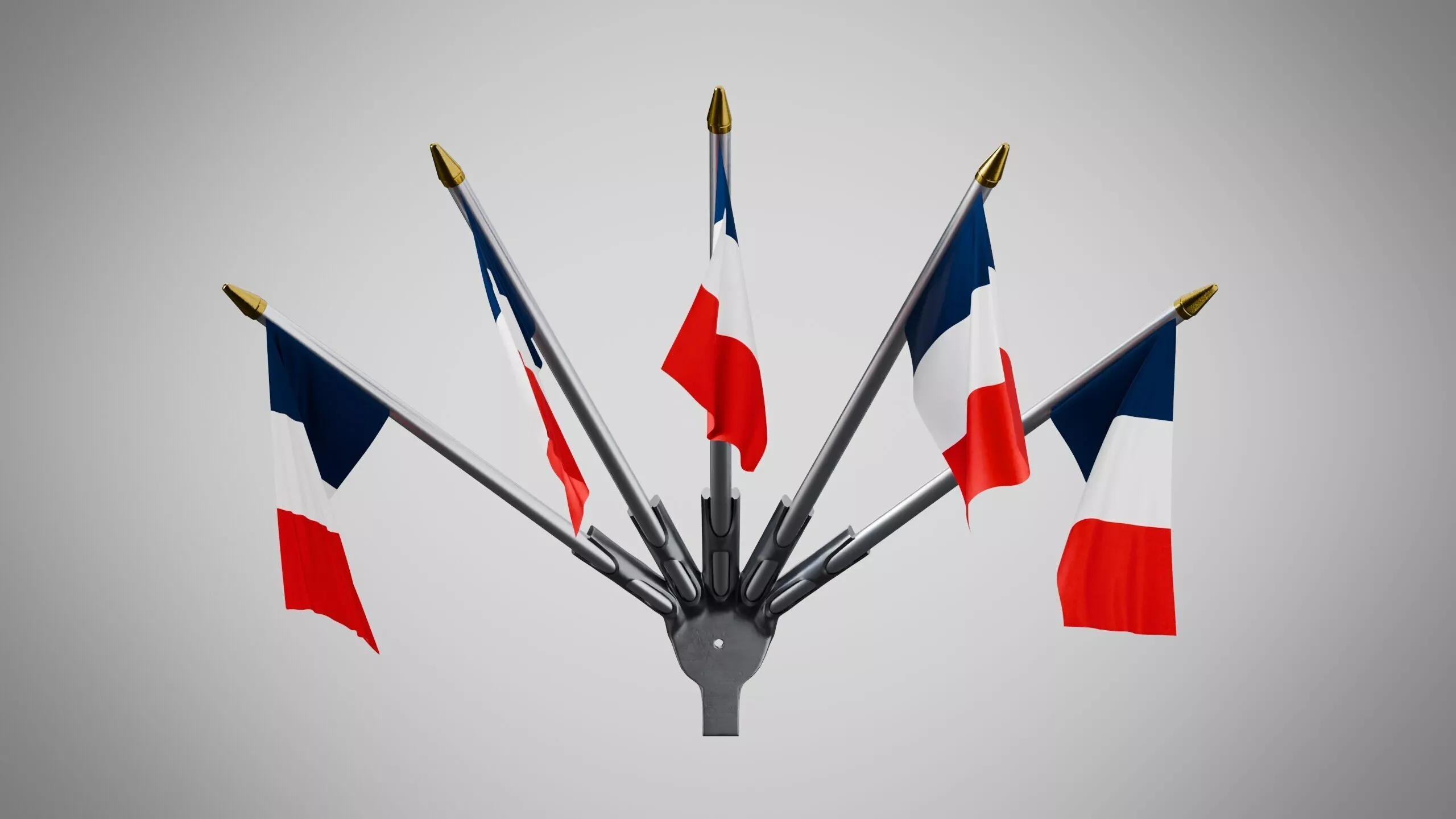 Wall Mount Flags 5 Of France Low-poly 3D model
