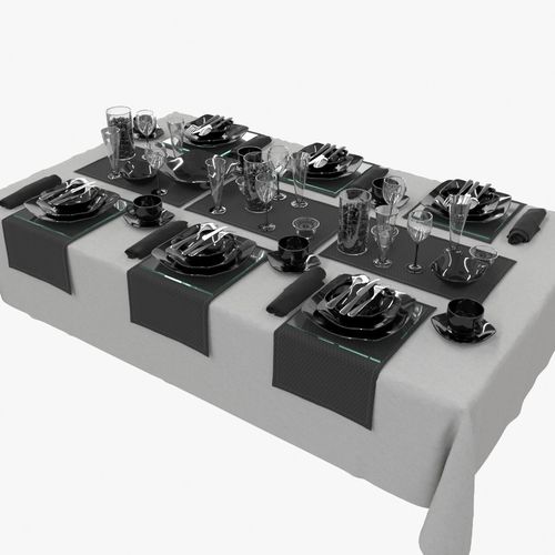 Table setting Luminarc Quadrato Black 3D model