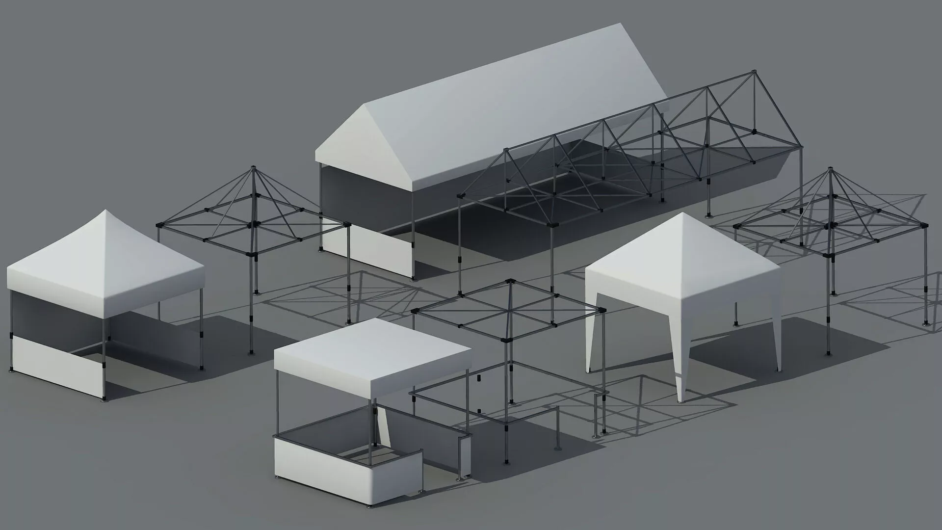 Modular Event Tent Market Stall Pack Low-poly 3D model