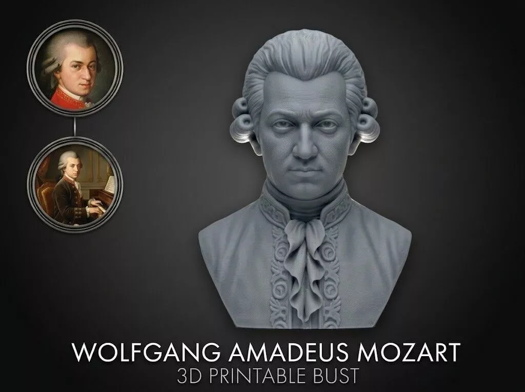 Wolfgang Amadeus Mozart 3D Printable Bust 3D print model