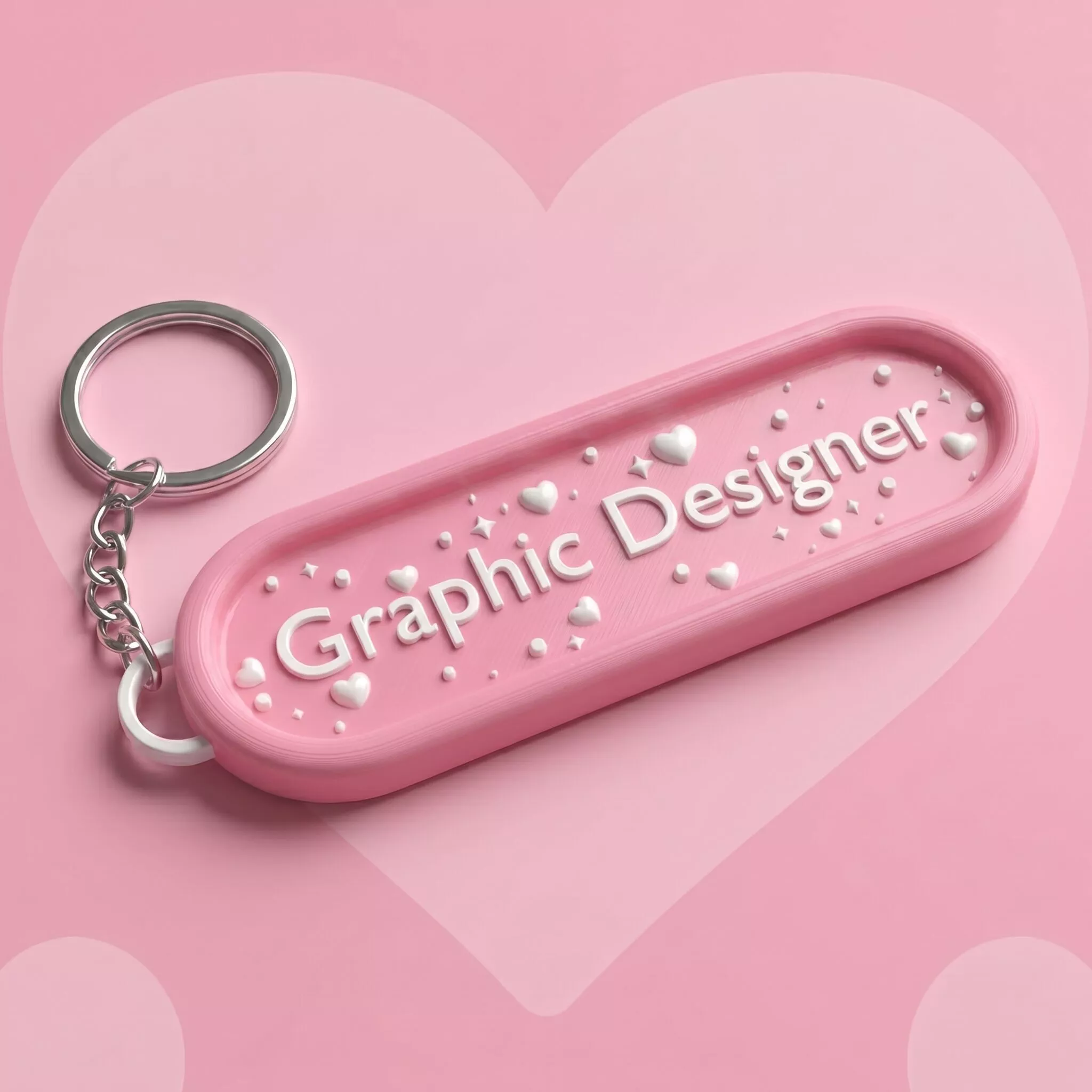Kawaii Graphic Designer Keychain Cute 3D Typography Printable Free 3D print model