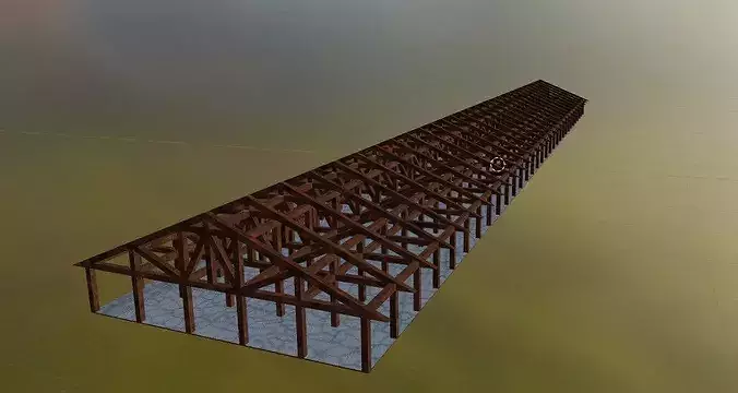 Abandoned Industrial Warehouse CAD - PBR Brutalist Factory Scene