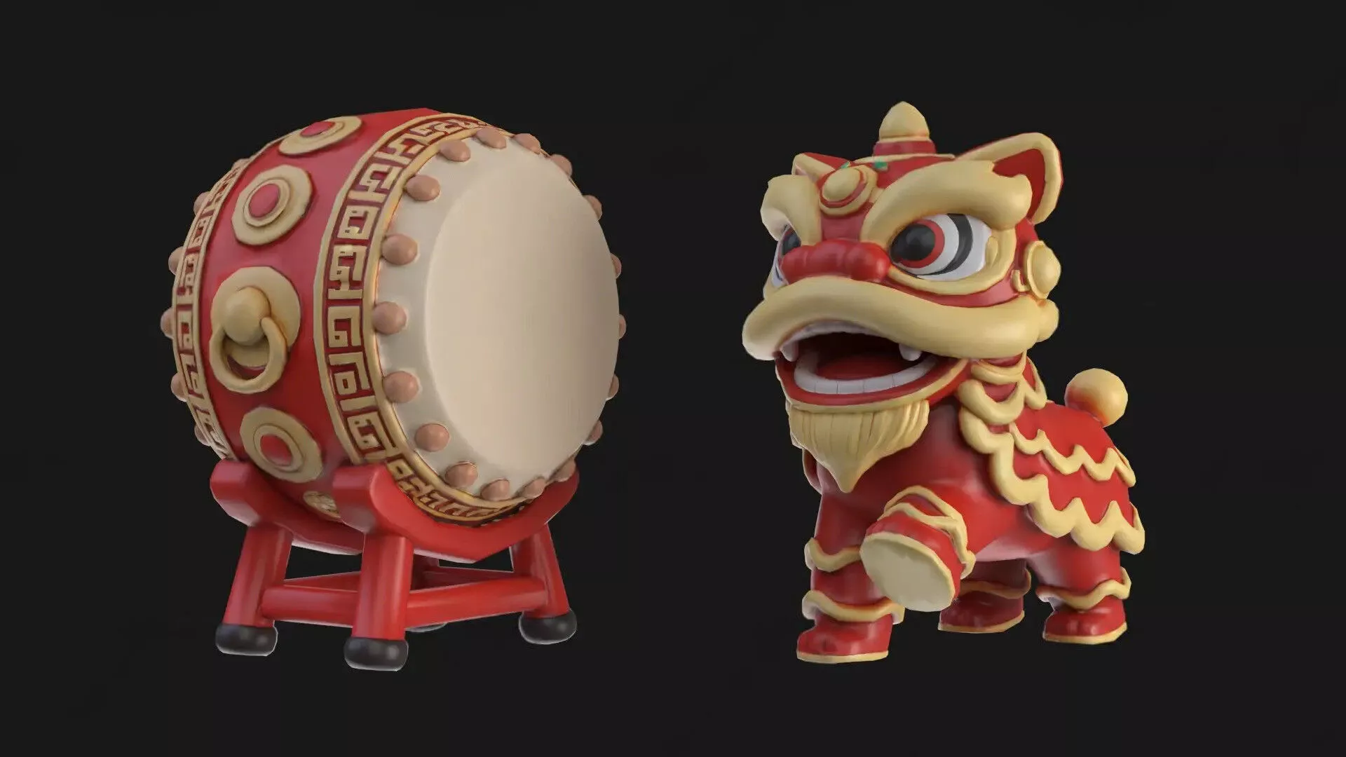 Celebrating Chinese Lion Dance 3D model