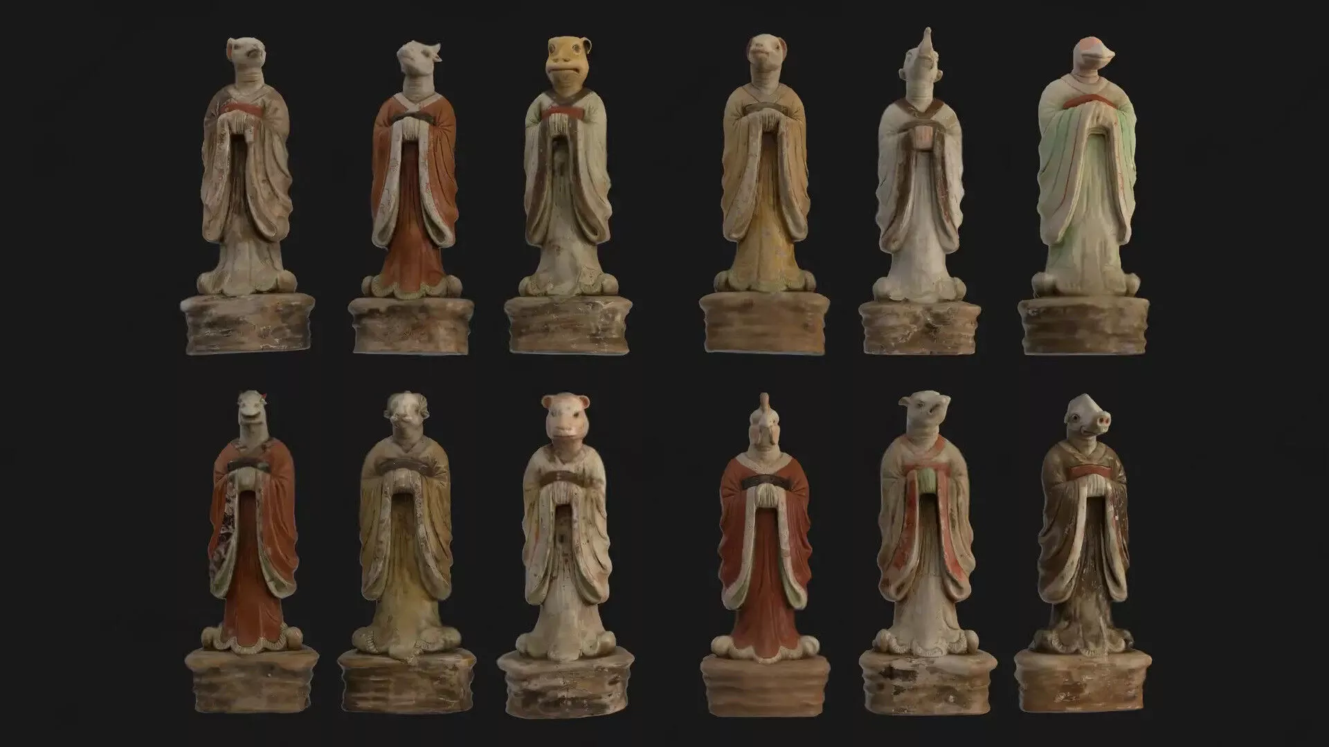 LARGE TANG DYNASTY ZODIAC SET 3D model