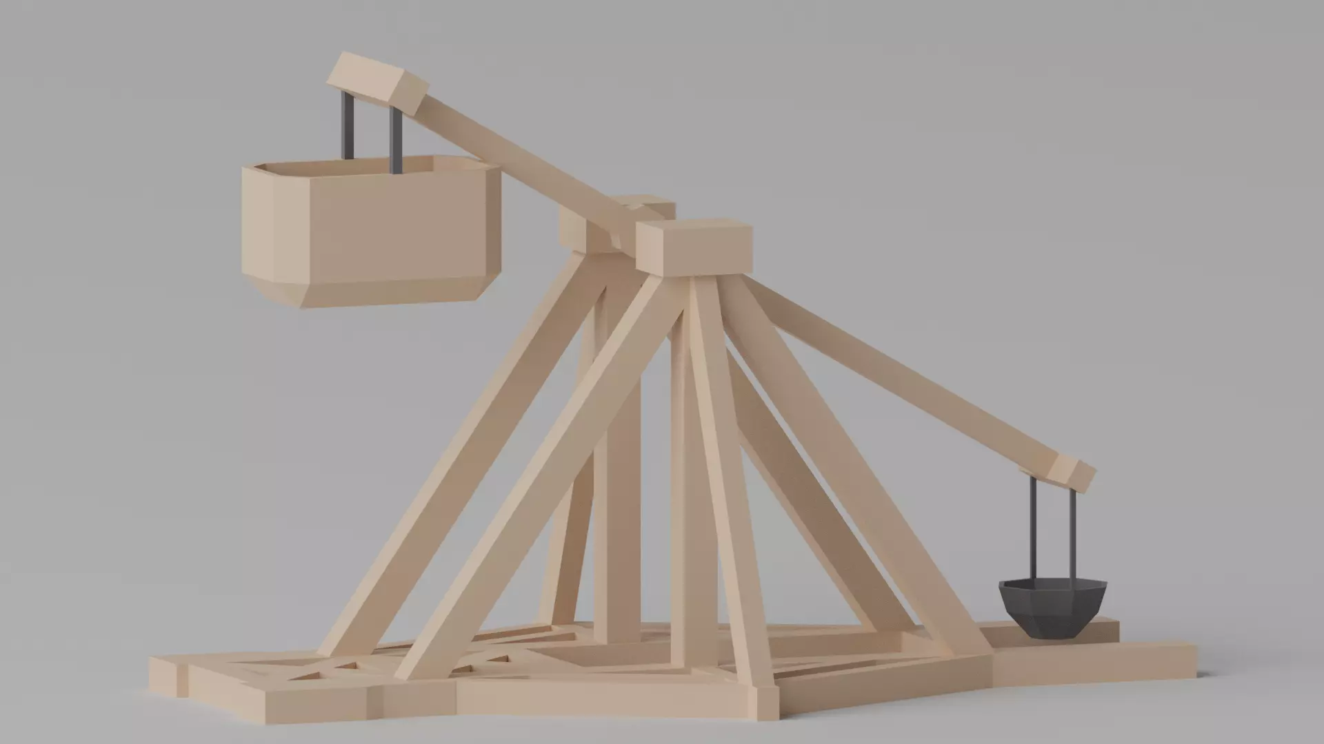 Medieval Wooden Trebuchet 3D model