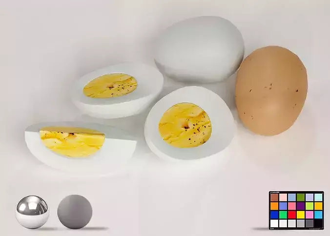 Realistic Boiled Egg 3D Model Set- Food PBR Asset Pack Low-poly 3D model