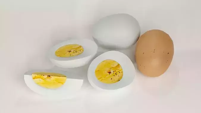 Realistic Boiled Egg 3D Model Set- Food PBR Asset Pack Low-poly 3D model 2