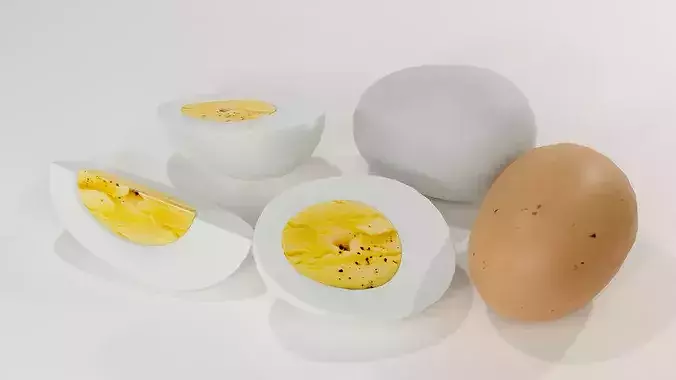 Realistic Boiled Egg 3D Model Set- Food PBR Asset Pack Low-poly 3D model 3