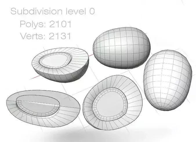 Realistic Boiled Egg 3D Model Set- Food PBR Asset Pack Low-poly 3D model 7
