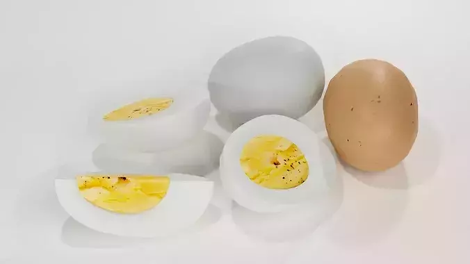 Realistic Boiled Egg 3D Model Set- Food PBR Asset Pack Low-poly 3D model 5