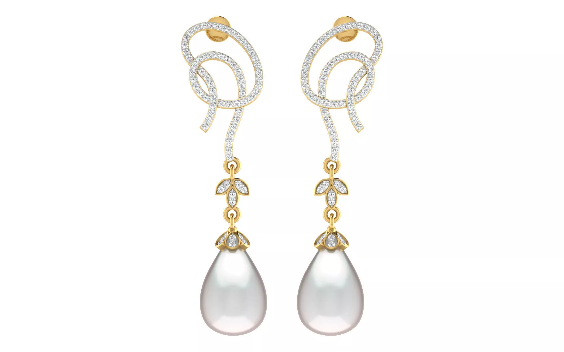 SILVER AND GOLD LONG EARRINGS 3D print model