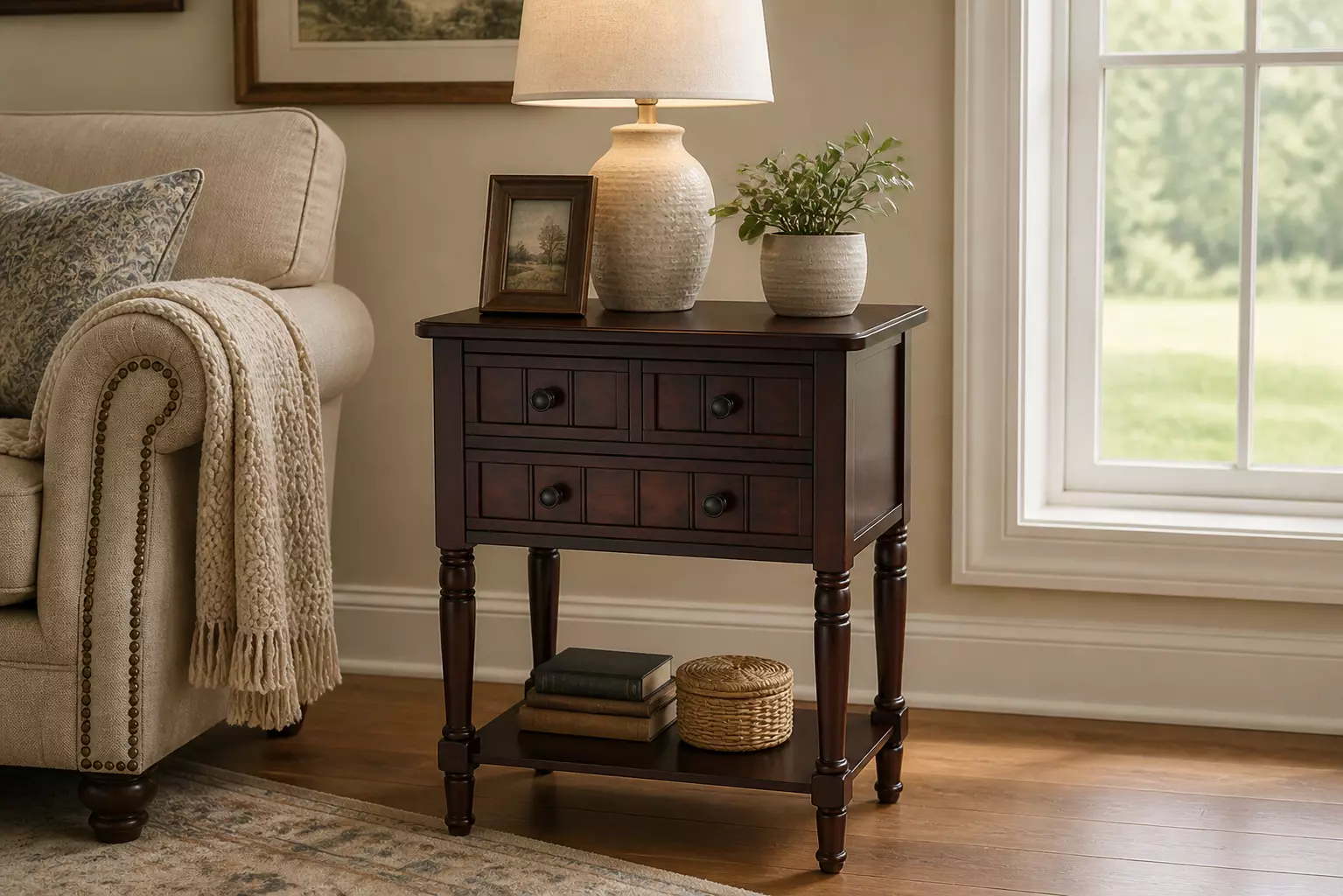 Classic Wooden Bedside Table Model 3D model