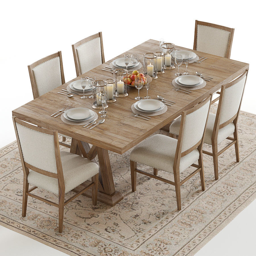 Hooker Geo Trestle and Stol Upholstered 3D model_3