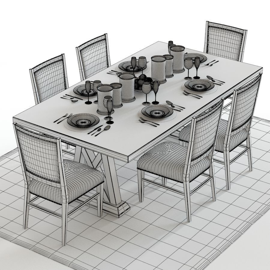 Hooker Geo Trestle and Stol Upholstered 3D model_4