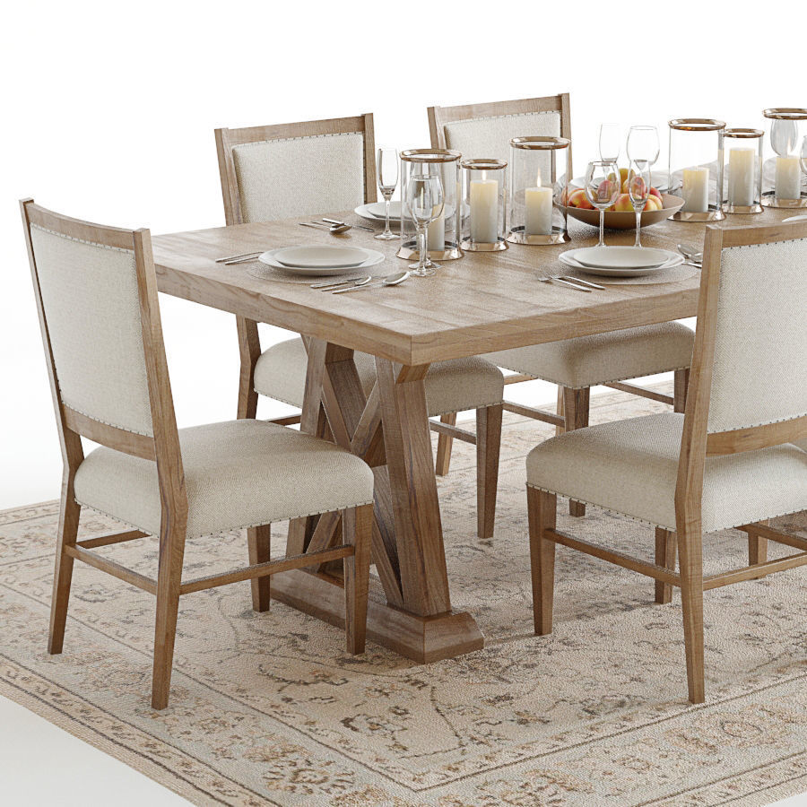 Hooker Geo Trestle and Stol Upholstered 3D model_1