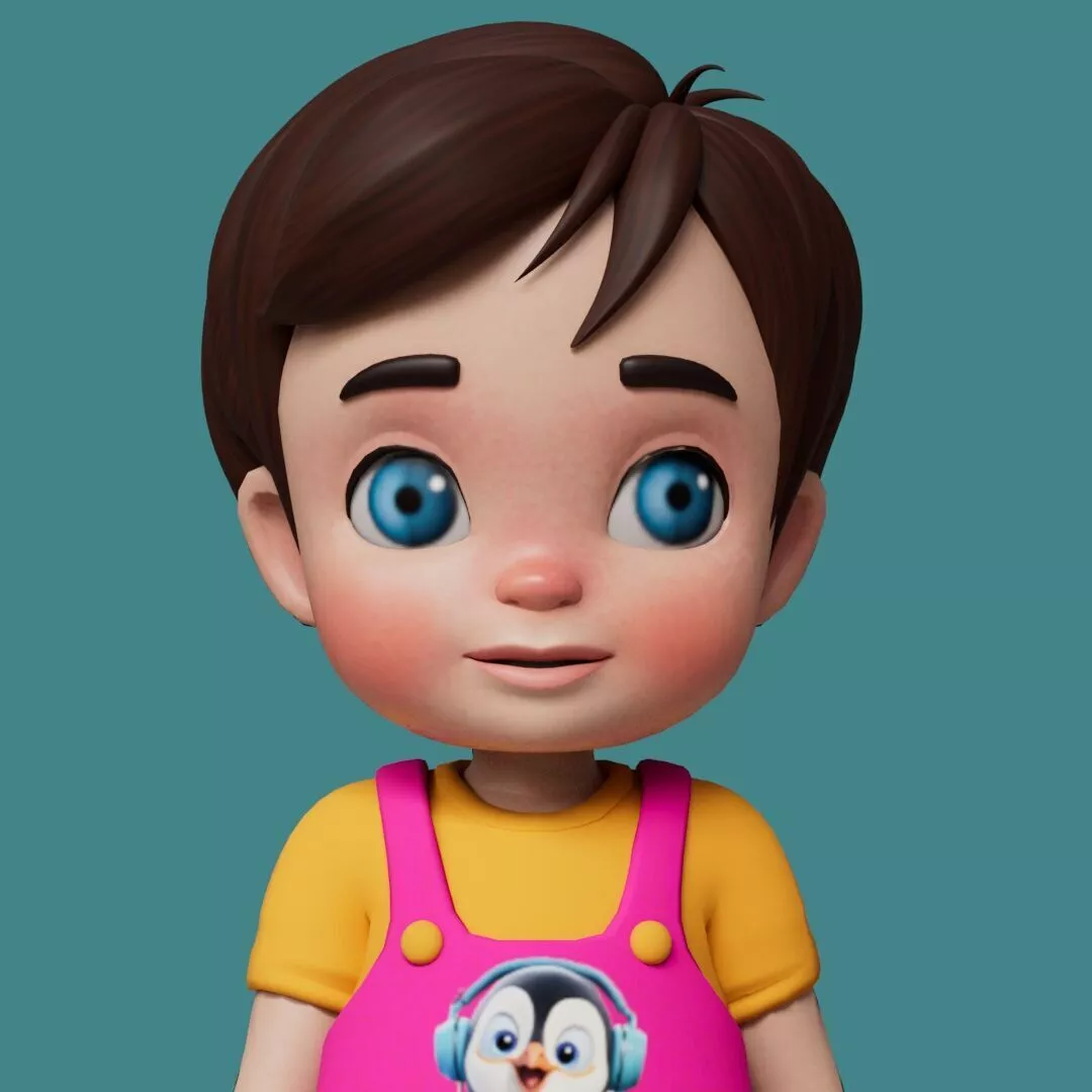 Cute Stylized Cartoon Boy Character Game Ready 3D Model 3D model